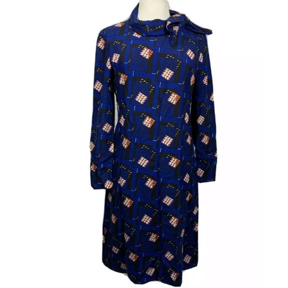 Vintage 70's Adele Simpson Rare Union Made A Line Dress Tie Neck